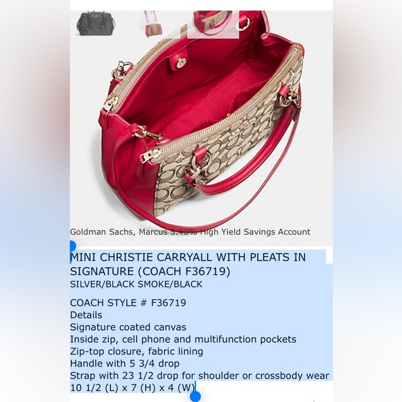 Coach F36719 Mini Christie Carryall with Pleats in Silver/Black Smoke/Black - Picture 14 of 14